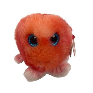 Ty Beanie Boos Sheldon The Jellyfish Plush Toy Sparkly Eyes Small Orange Pink 4"
